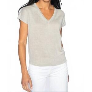NEW KINROSS women's cap sleeve vee top in flax